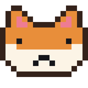 Pixel-art Shiba-style dog face